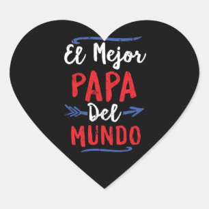 Fars dag för El Mejor Pappa Del Mundo Pappa Hjärtformat Klistermärke