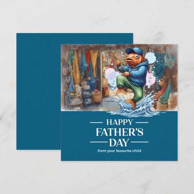 Fars dag för fiske i Älskare Pappa Kort (Fram/baksida)
