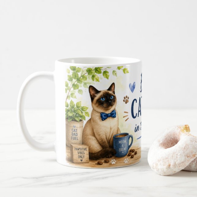 Fars dag för kattpappa kattälskare kaffemugg (Med munk)