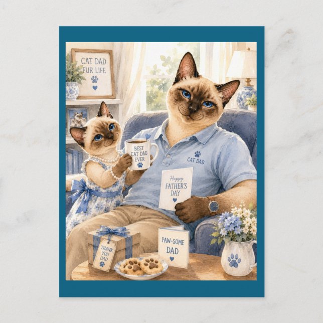 Fars dag för kattpappa kattälskare vykort (Framsida)