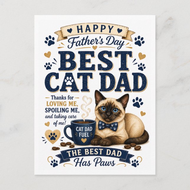 Fars dag för kattpappa vykort (Framsida)