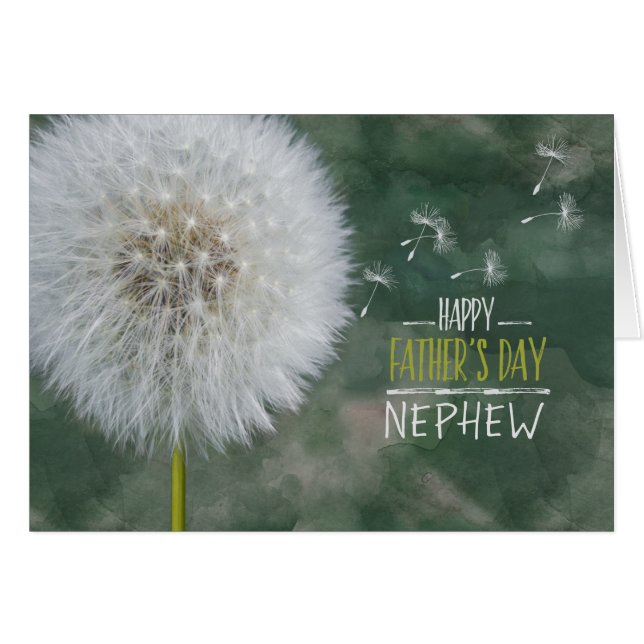 Fars dag för Nephew Dandelion Önskemål Anpassnings Hälsningskort (Framsidan Horizontal)