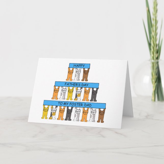 Fars dag Foster Pappa Tecknad Cats Kort (Framsida)