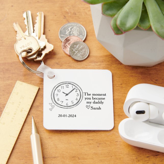 Fars dag-foto med Speciellt datum och meddelande Nyckelring (Skrivbord)