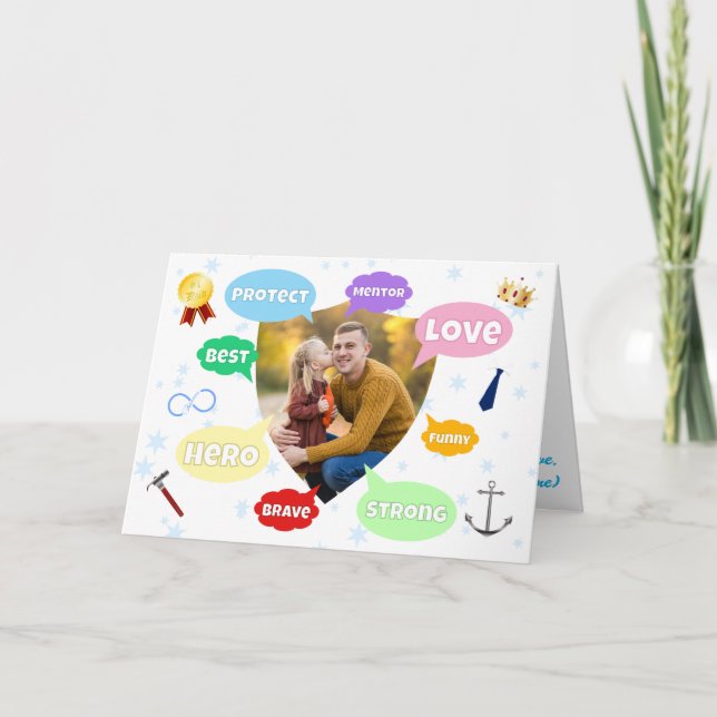 Fars dag Foto Ord moln Bästa pappa Far Kort (Framsida)