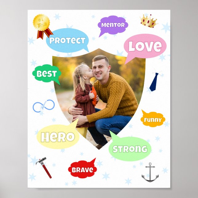 Fars dag Foto Ord moln Bästa pappa Far Poster (Framsidan)