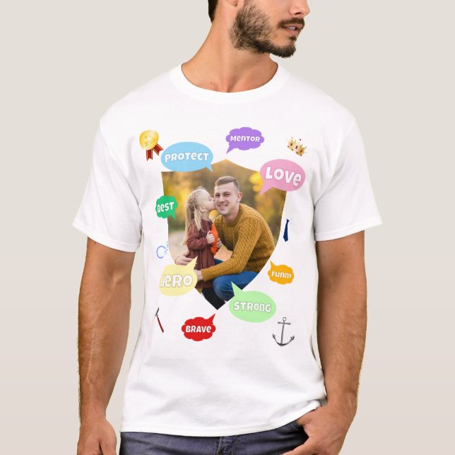 Fars dag Foto Ord moln Bästa pappa Far T Shirt (Framsida)