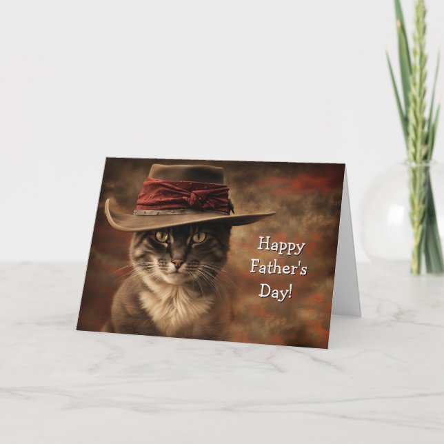Fars dag från katt Roligt och sött landsbygd  Kort (Framsida)