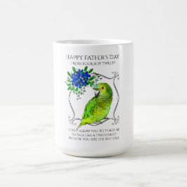 Fars dag från papegojfåglar på vitt kaffemugg