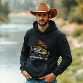 Fars dag Funny Fish med en Cowboy Hat Hoodie