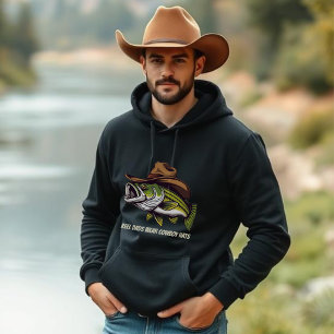 Fars dag Funny Fish med en Cowboy Hat Hoodie