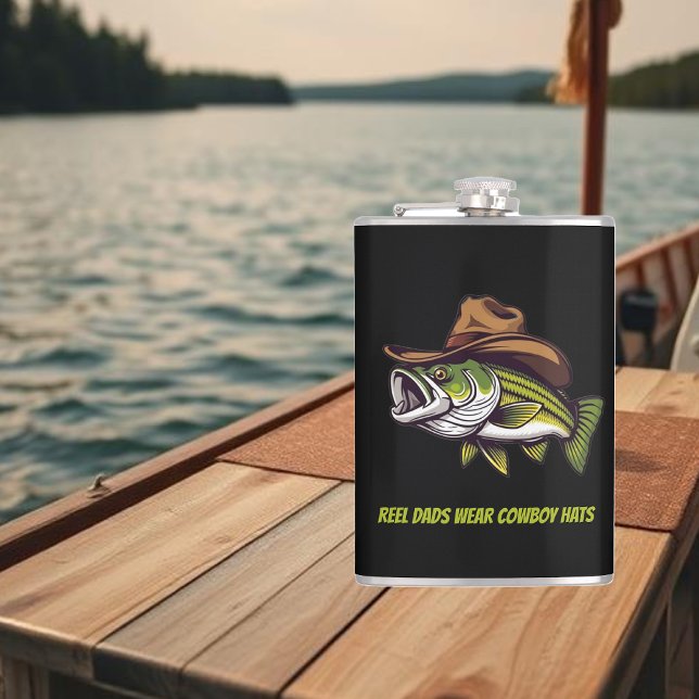 Fars dag Funny Fish Wear a Cowboy Hat Fickplunta (Funny Dad Gift Bass Fish with a Cowboy Hat Flask-Fathers day gifts)