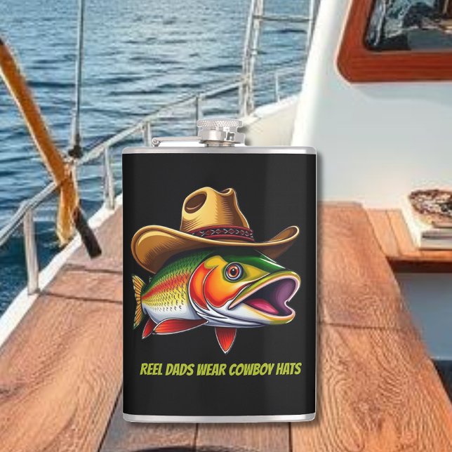 Fars dag Funny Fish Wear a Cowboy Hat Fickplunta (Fathers Day Funny Fish Wearing a Cowboy Hat Flask)