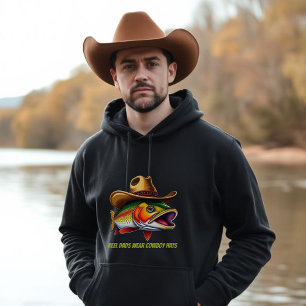 Fars dag Funny Fish Wear a Cowboy Hat Hoodie