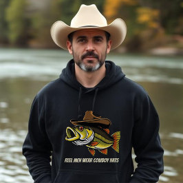 Fars dag Funny Fish Wear a Cowboy Hat Hoodie