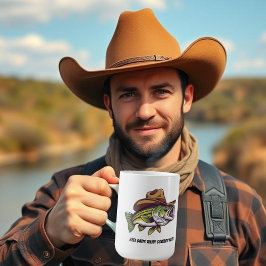 Fars dag Funny Fish Wear a Cowboy Hat Kaffemugg