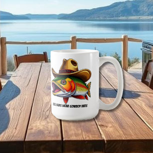 Fars dag Funny Fish Wear a Cowboy Hat Kaffemugg