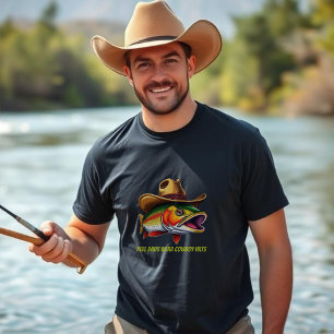 Fars dag Funny Fish Wear a Cowboy Hat T Shirt