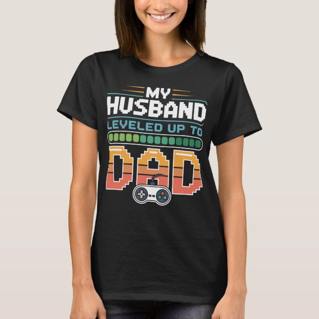 Fars dag Gamer-Pappa-nivå upp Make Gift Tee (Framsida)