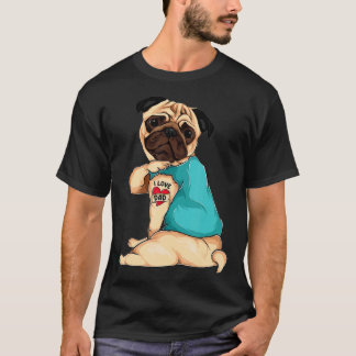 Fars dag-gåva rolig hund Pug-tatuering i kärlek Pa T Shirt