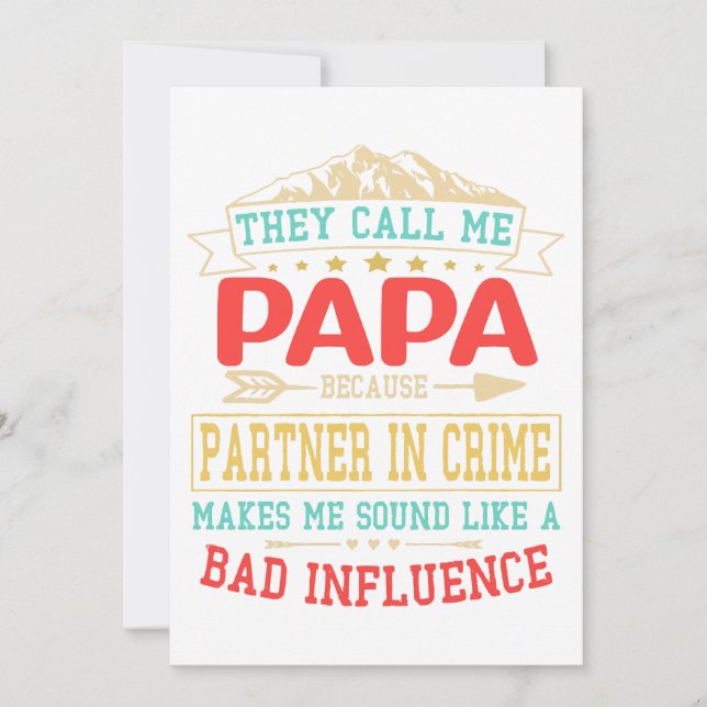 Fars dag Gift - de kallar mig "dålig inflytelsepap Inbjudningar (Framsida)