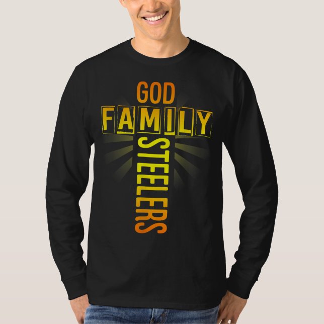 Fars dag Gift God Family Steeler T Shirt (Framsida)