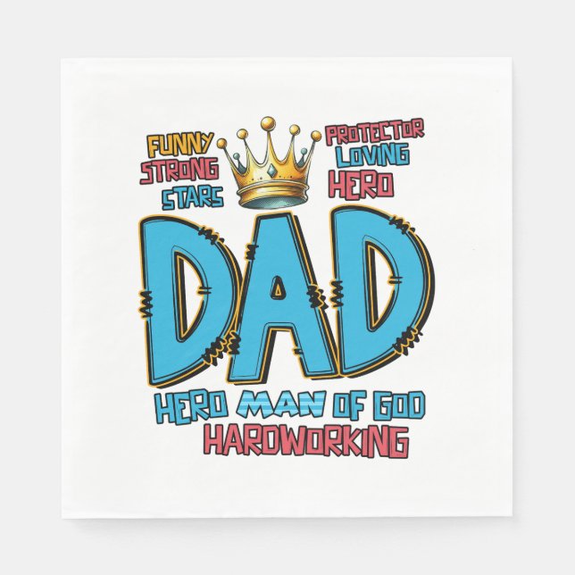 Fars dag Gift | Hero Man of God Pappersservett (Framsidan)