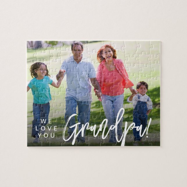 Fars dag Gift Idea Personlig Grandpa-foto Pussel (Horisontell)