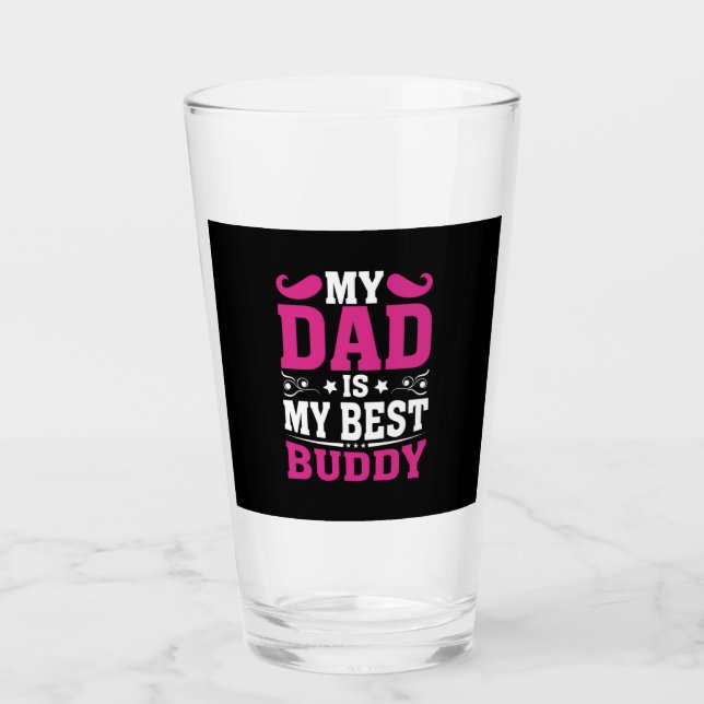 Fars dag Gift | Min Pappa är min bästa Buddy Glaskopp (Framsida)