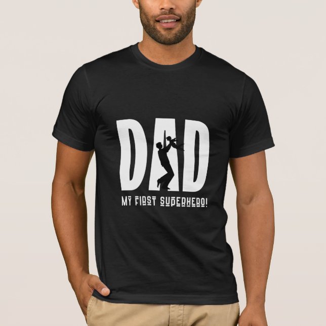 Fars dag Gift - Pappa Min första superhjälte i T Shirt (Framsida)