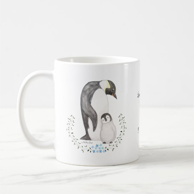 Fars dag Gift Penguin Pappa och Anpassningsbar av  Kaffemugg (Vänster)