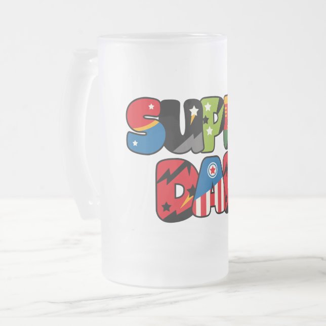 Fars dag Gift Superdad Superhjälten Toppen Pappa Frostat Ölglas (Framsida vänster)