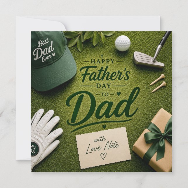 Fars dag golf pappa i grönt med kärlek  Notering  Julkort (Framsida)