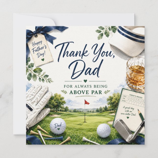 Fars dag golf tackkort för pappa golfare tack kort (Framsida)
