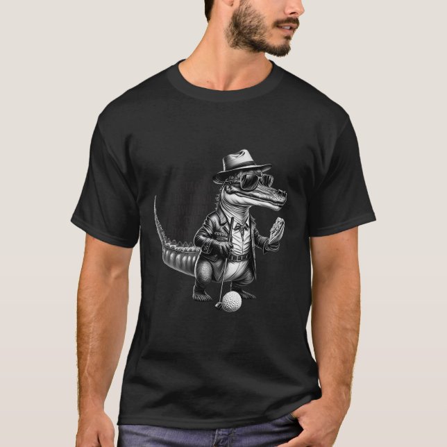 Fars dag Golfing Alligator med Tacos Golf Kärlek T Shirt (Framsida)