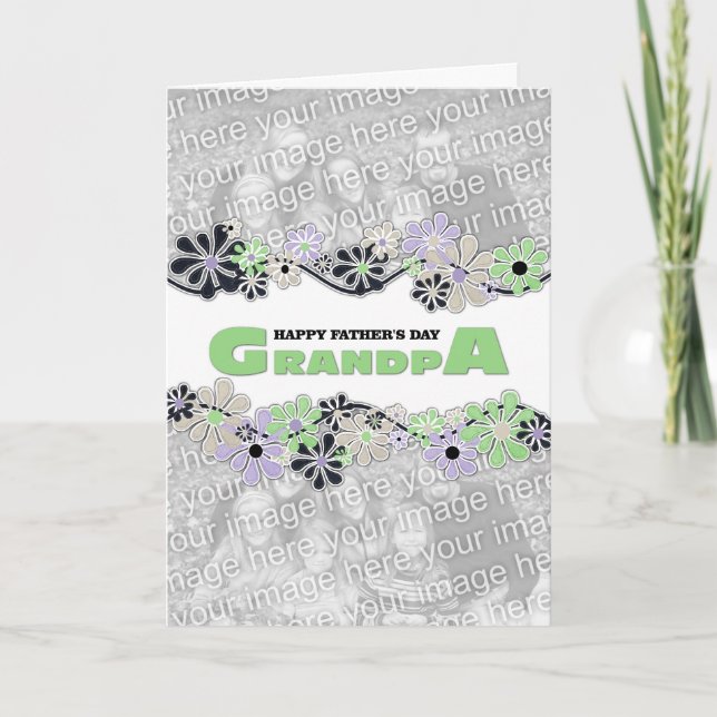 Fars dag Grandpa LÄGG TILL DIN PHOTO Center-Blomma Kort (Framsida)