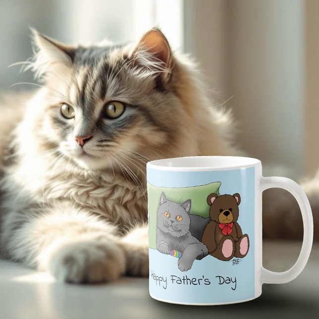Fars dag Grått Cat Kaffemugg (Skapare uppladdad)