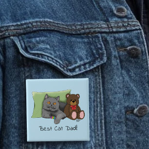 Fars dag Grått Cat Knapp