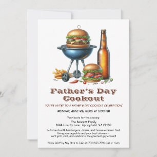 Fars dag grillfest inbjudan – Hamburgare, drycker