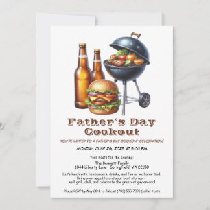 Fars dag grillfest inbjudan – Hamburgare, drycker