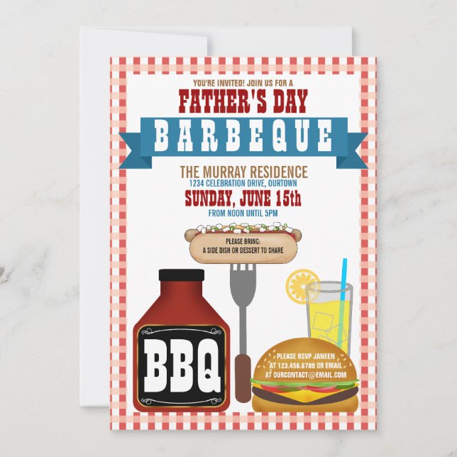Fars dag Grillfest Inbjudningar (Framsida)