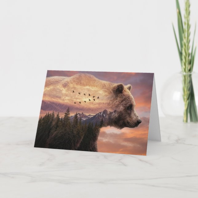 Fars dag Grizzlybjörn och berg Kort (Framsida)