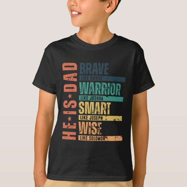 Fars dag Han är pappa modig som David män  T Shirt (Framsida)
