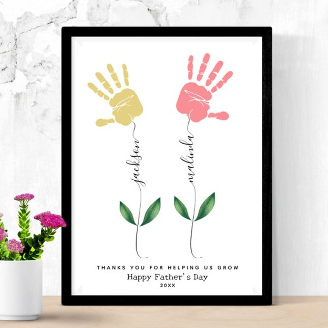 Fars dag handavtrycksblomma i personlig poster (Skapare uppladdad)