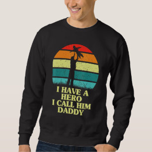 Fars dag Hero Pappa pappa Retro Sunset Far Lång Ärmad Tröja