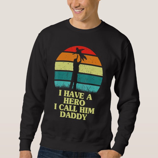 Fars dag Hero Pappa pappa Retro Sunset Far Lång Ärmad Tröja (Framsida)
