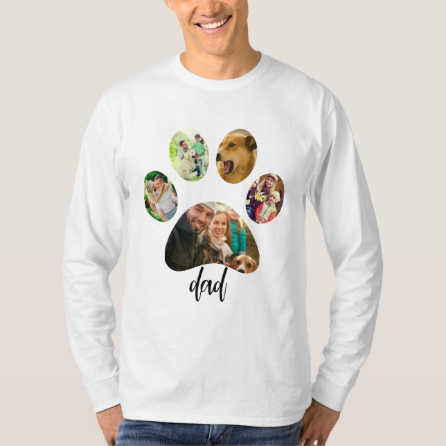 Fars dag Hund Pappa | 5 sidor Skriv ut fotokollage T Shirt (Framsida)