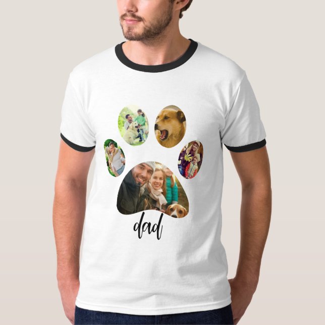 Fars dag Hund Pappa | 5 sidor Skriv ut fotokollage T Shirt (Framsida)