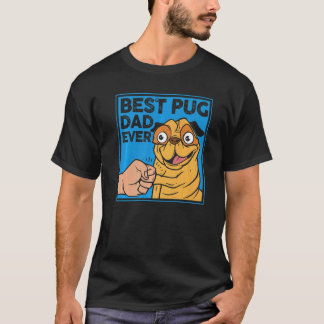 Fars dag Hund Pappa Husdjursägare Retro Bästa Mops T Shirt
