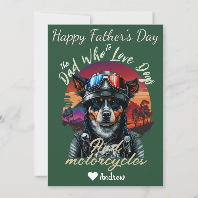 fars dag, hundpappa, motorcyklar, enkel modern julkort (Framsida)